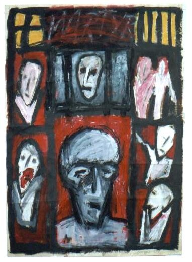 Malerei mit dem Titel "Martyr" von Morgese Giovanni, Original-Kunstwerk, Acryl Auf Holzplatte montiert