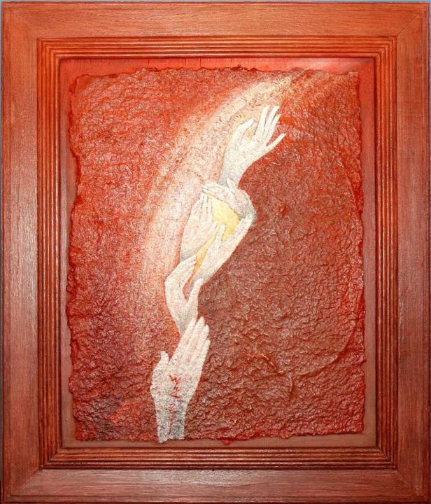 Painting titled "Mains" by B. Rolin, Original Artwork