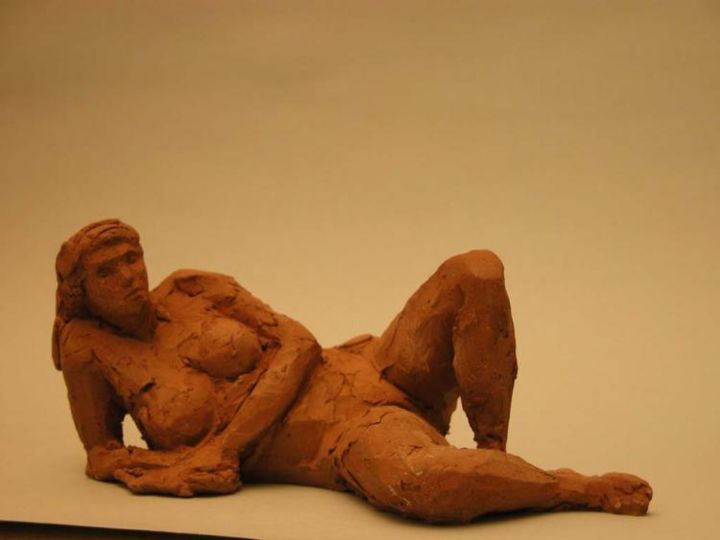 Sculpture titled "woman sitting 3/4" by Kuklin Oleg, Original Artwork, Casting