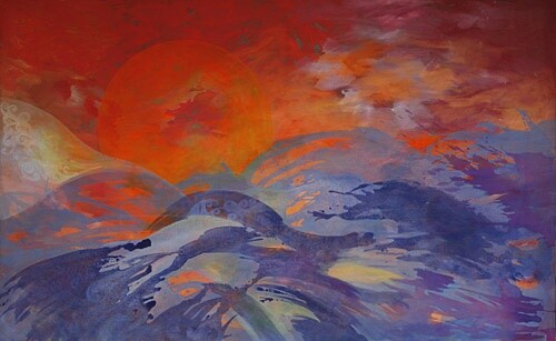 Painting titled "Sea" by Indra Zālīte, Original Artwork, Acrylic