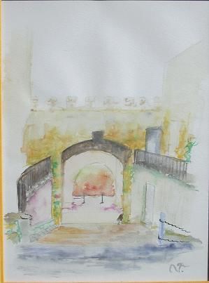 Peinture intitulée "Bastide Issigeac en…" par Nathalie Torrents, Œuvre d'art originale