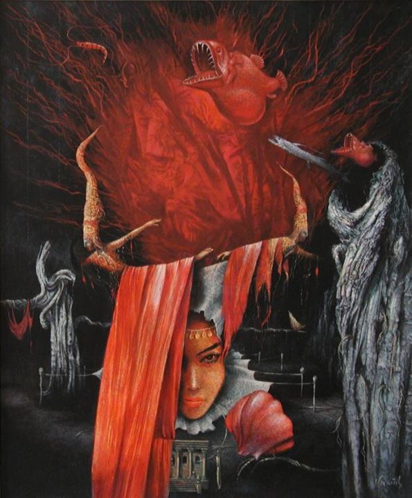 Painting titled "CREATURES OF THE NI…" by Peter Marcek, Original Artwork