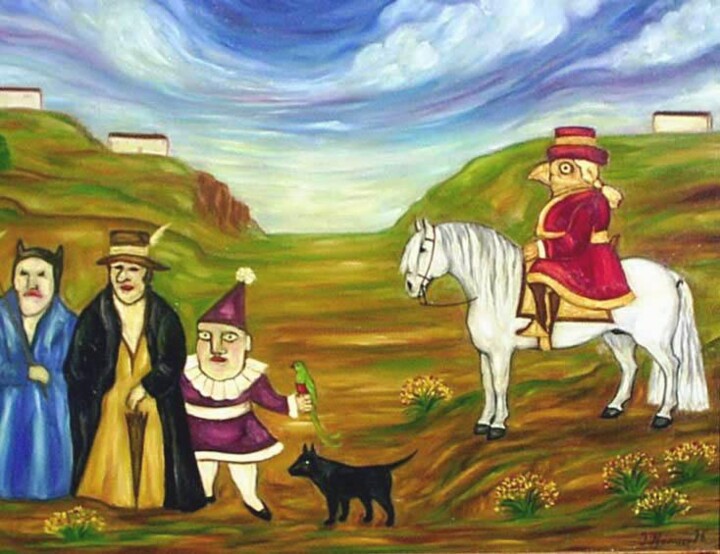 Pintura titulada "Pobladores del Alja…" por Ignacio Navarro, Obra de arte original