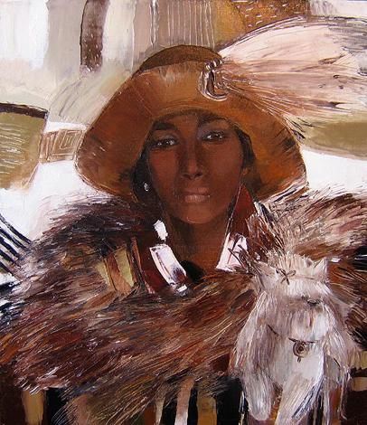 Painting titled ""Model"" by Diana Sadykova, Original Artwork