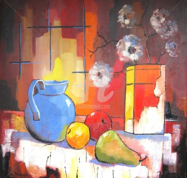 Peinture intitulée "La nappe blanche" par Jacky Dumergue, Œuvre d'art originale, Huile