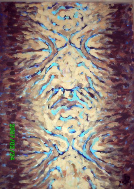 Painting titled "The Human Totem" by Liviu Popp, Original Artwork