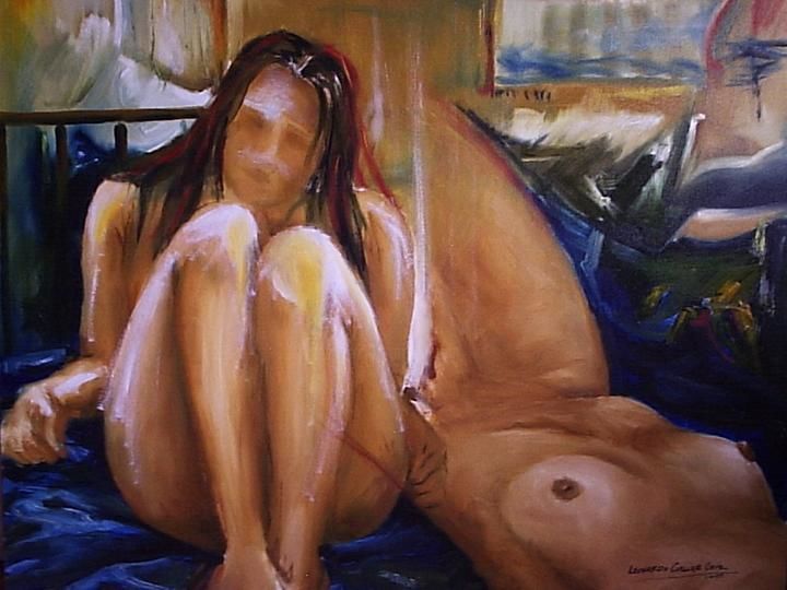 Painting titled "Estudio No 1/7" by Leonardo Cuellar Cruz, Original Artwork