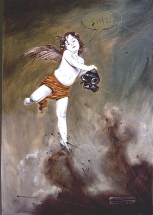 Painting titled "shit!" by Rolando Cicatelli, Original Artwork