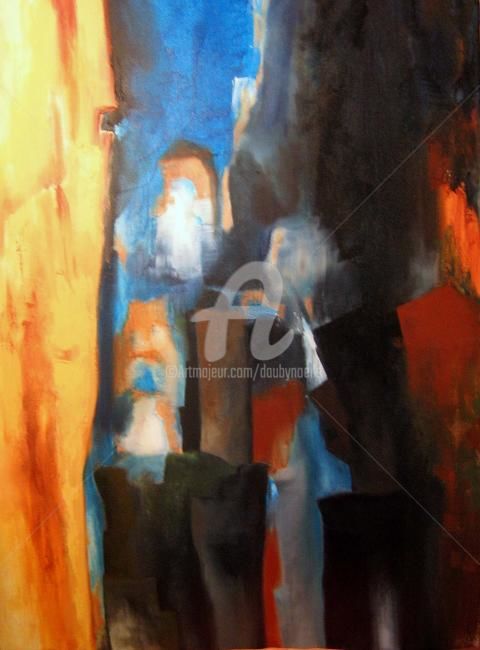 Peinture intitulée "nuit dans la grange" par Noëlle Dauby, Œuvre d'art originale