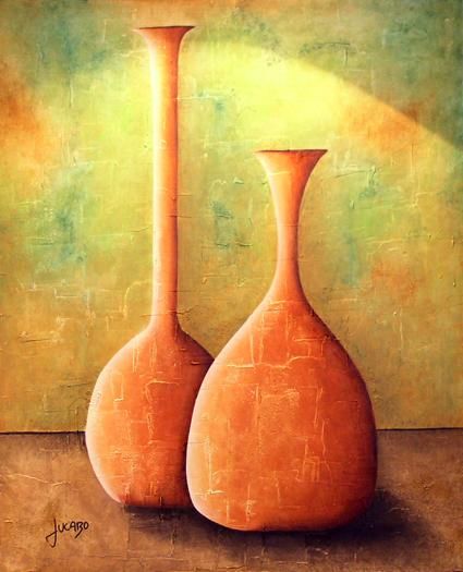 Painting titled "Pareja de Vasijas" by Juan Carlos Bonilla, Original Artwork