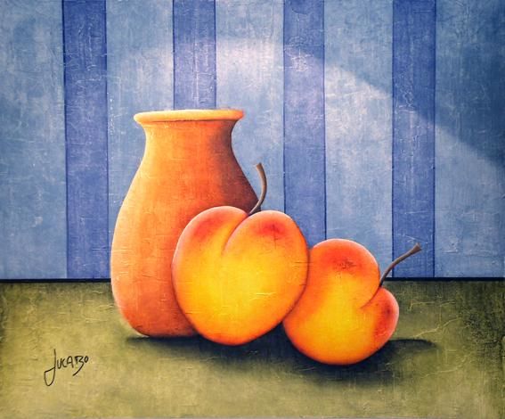 Painting titled "Barro y Durazno" by Juan Carlos Bonilla, Original Artwork