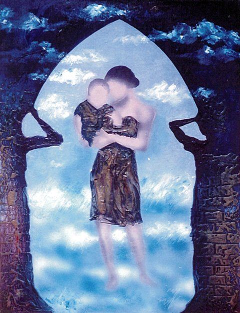 绘画 标题为“Maternidad” 由Jorge Luis Santiesteban Uliver, 原创艺术品, 油