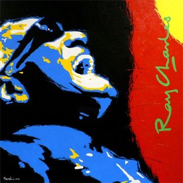 Schilderij getiteld "Ray Charles" door Eddie Lim, Origineel Kunstwerk, Olie