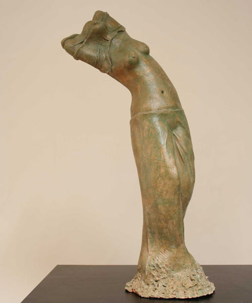Sculpture titled "Undressing" by Tal Golan, Original Artwork, Terra cotta
