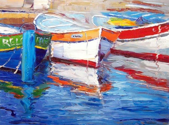Schilderij getiteld "LE PORT DE CASSIS" door Abelin Liang, Origineel Kunstwerk