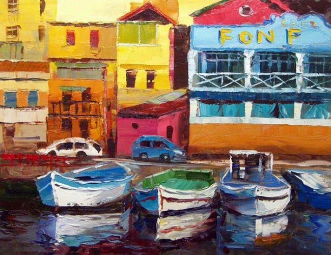 Schilderij getiteld "Marseille" door Abelin Liang, Origineel Kunstwerk