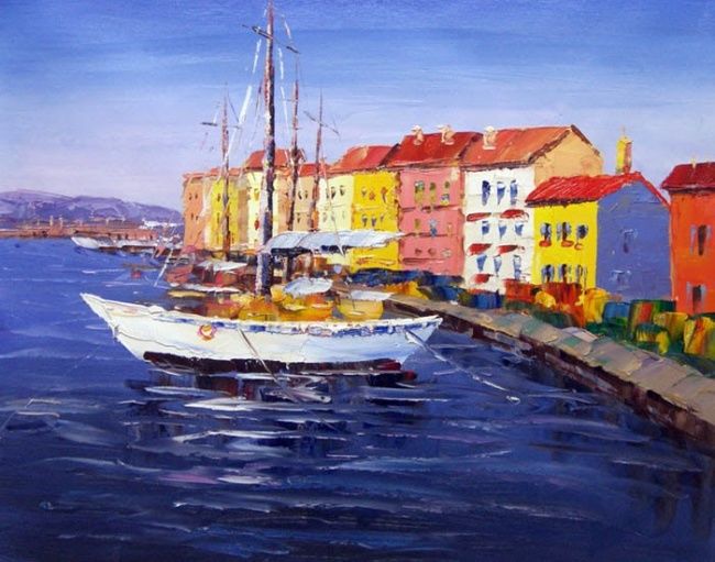 Schilderij getiteld "SAINT TROPEZ" door Abelin Liang, Origineel Kunstwerk