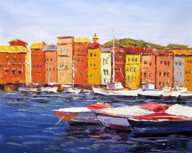 Schilderij getiteld "SAINT TROPEZ" door Abelin Liang, Origineel Kunstwerk