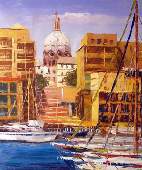 Schilderij getiteld "Marseille I" door Abelin Liang, Origineel Kunstwerk