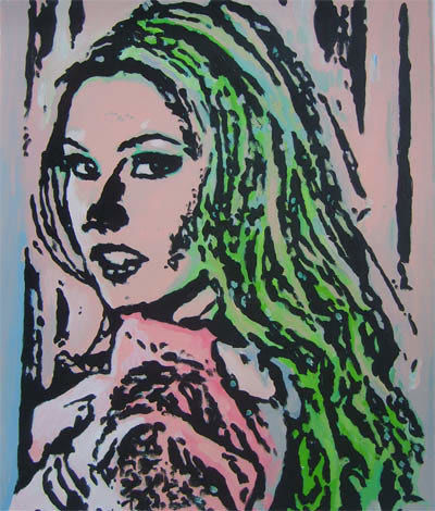 Schilderij getiteld "Pop Musique Femme N…" door Sera Liang, Origineel Kunstwerk