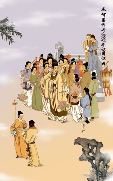 Painting titled "苏轼回翰林院图" by Zhi Yong Mao, Original Artwork, Oil