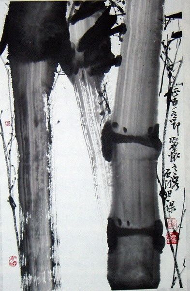 Painting titled "竹04" by Peng Qing Qin Hk Pang, Original Artwork, Oil