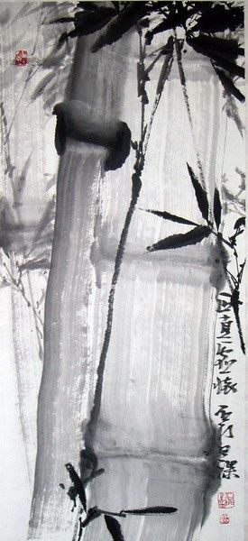 Painting titled "竹09" by Peng Qing Qin Hk Pang, Original Artwork, Oil