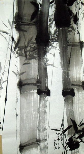 Painting titled "竹11" by Peng Qing Qin Hk Pang, Original Artwork, Oil