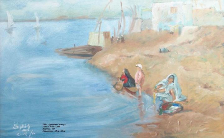 Painting titled "EGYPTIAN COUNTRY" by Mohamed Malawany, Original Artwork