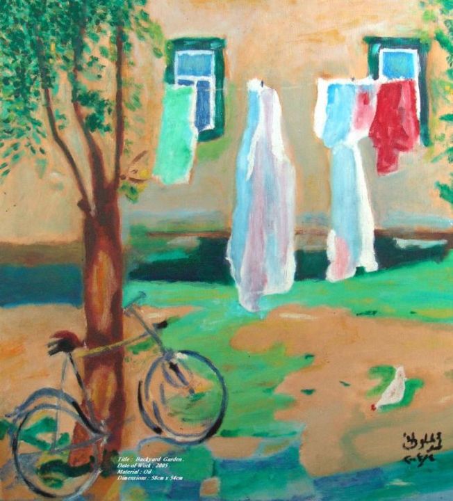 Painting titled "BACKYARD GARDEN" by Mohamed Malawany, Original Artwork