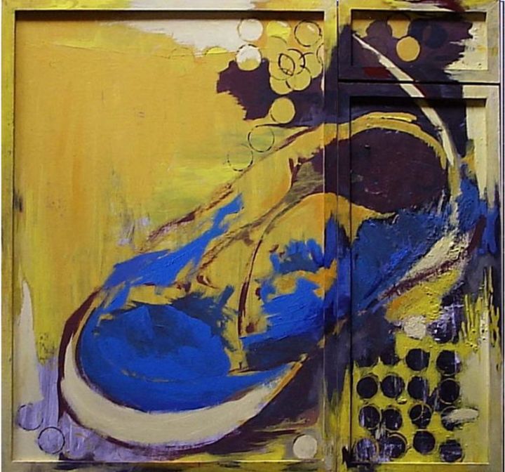 Painting titled "Triptico - Zapato" by Leonardo Cuellar Cruz, Original Artwork