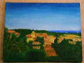 Peinture intitulée "Ramatuelle vue mer" par Jean Guyou, Œuvre d'art originale, Huile