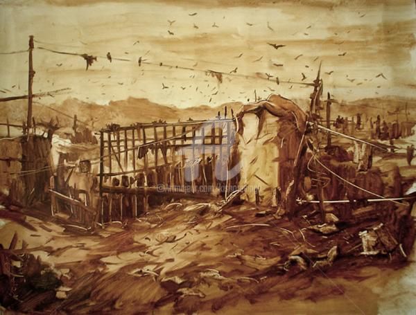 Painting titled "Garbage'Oil on paper" by Kishore Singh, Original Artwork