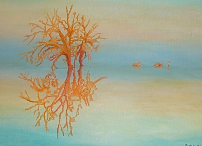 Peinture intitulée "L'arbre de feu" par Elisa Cook Benbassat Bassat, Œuvre d'art originale, Autre