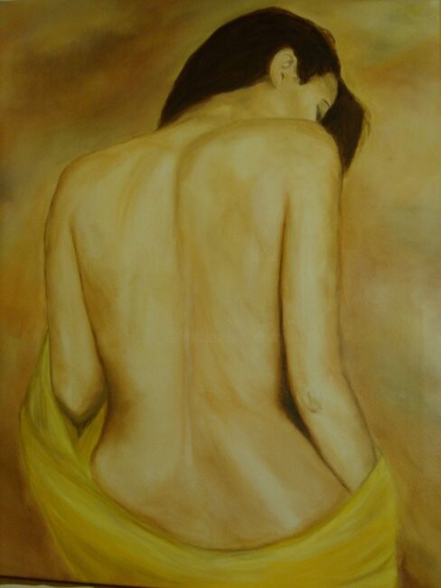 Painting titled "Taryn, pareo jaune" by Elisa Cook Benbassat Bassat, Original Artwork, Oil