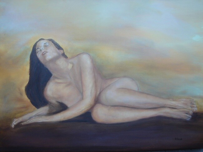 Painting titled "Taryn rêveuse" by Elisa Cook Benbassat Bassat, Original Artwork, Oil