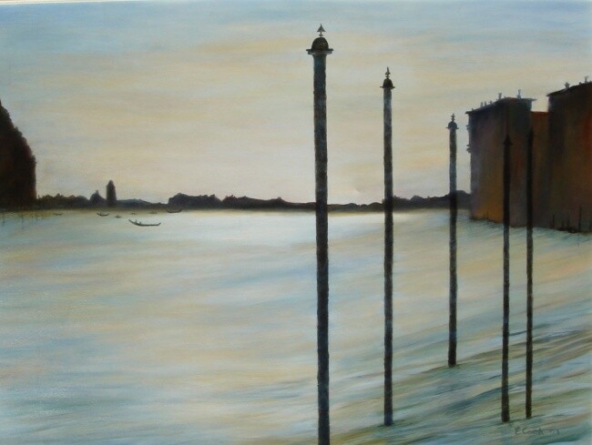 Painting titled "L'or vénitien" by Elisa Cook Benbassat Bassat, Original Artwork, Oil