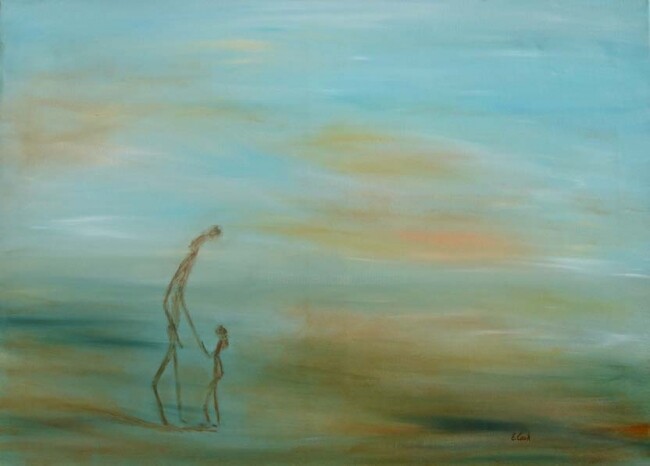 Painting titled "Contact" by Elisa Cook Benbassat Bassat, Original Artwork, Oil