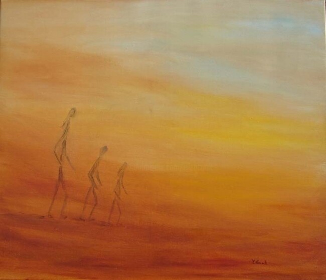 Painting titled "Vers la lumière" by Elisa Cook Benbassat Bassat, Original Artwork, Oil