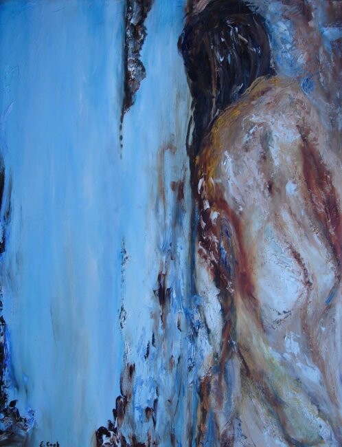 Painting titled "Née poussière, eau…" by Elisa Cook Benbassat Bassat, Original Artwork, Oil