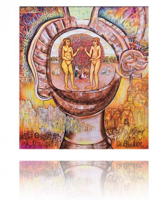Peinture intitulée "Glazen bol" par Etienne De Backer, Œuvre d'art originale