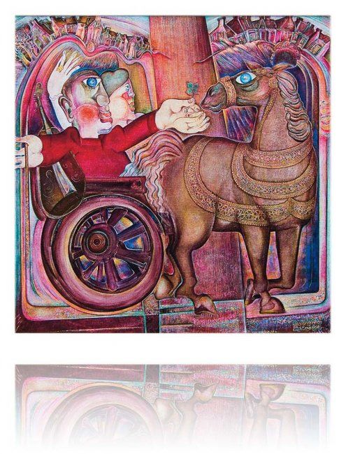 Painting titled "Beschonken maskerade" by Etienne De Backer, Original Artwork