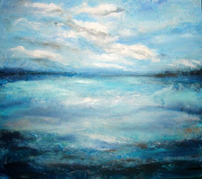 Pintura titulada "Le grand bleu" por Elisa Cook Benbassat Bassat, Obra de arte original, Oleo