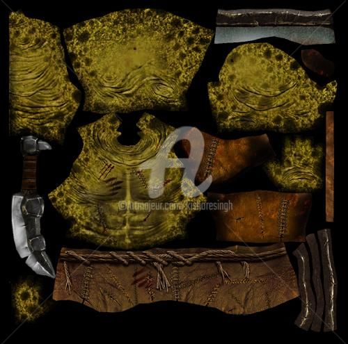 Digital Arts titled "Orc_Body_Texturemap" by Kishore Singh, Original Artwork