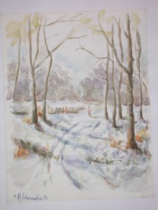 图画 标题为“paysage hiver etude” 由Farid Ait Aoudia, 原创艺术品