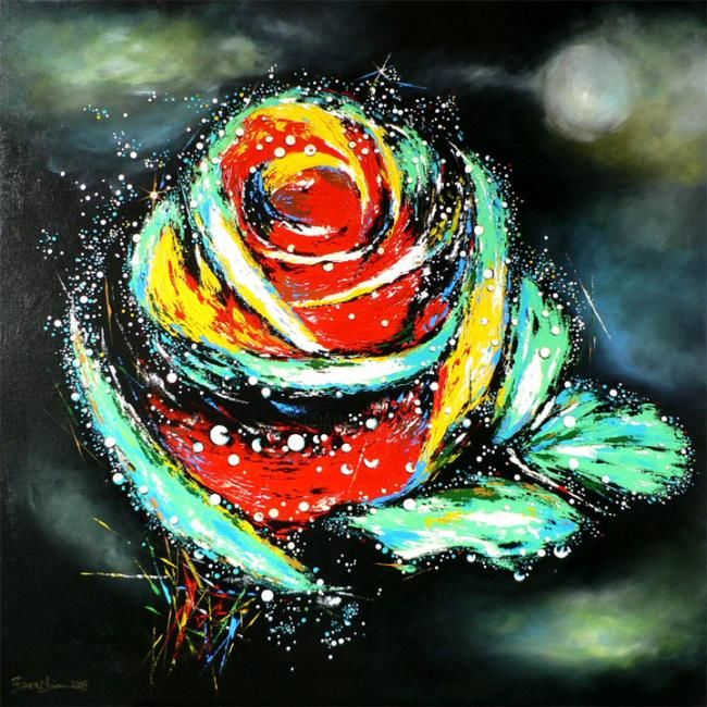 Schilderij getiteld "Embun Mawar" door Eddie Lim, Origineel Kunstwerk, Anders