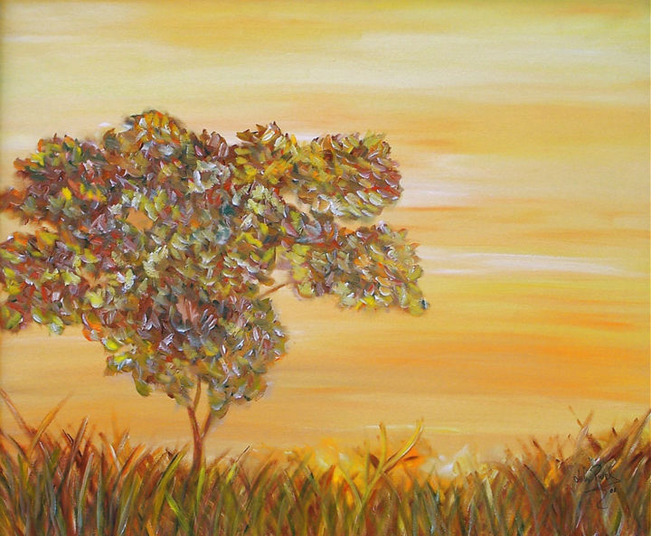 Painting titled "LUZ DE OTOÑO" by Lola Pinel, Original Artwork, Oil