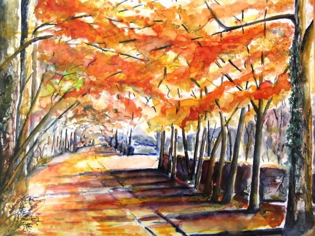 Peinture intitulée "automne" par Lapiche, Œuvre d'art originale