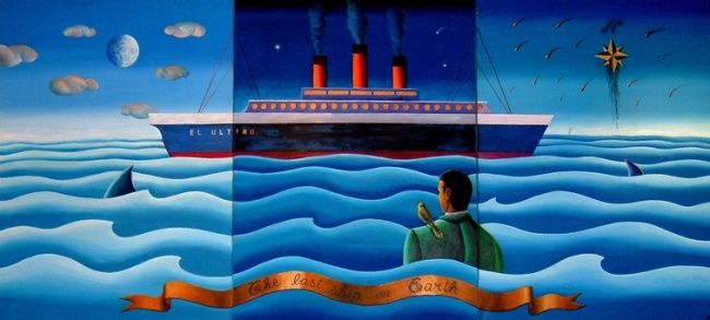 Last Ship on Earth 绘画, 61.8x144 in