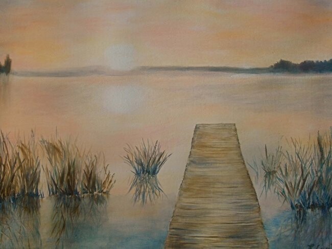 Pintura titulada "Le jour se lève su…" por Elisa Cook Benbassat Bassat, Obra de arte original, Oleo
